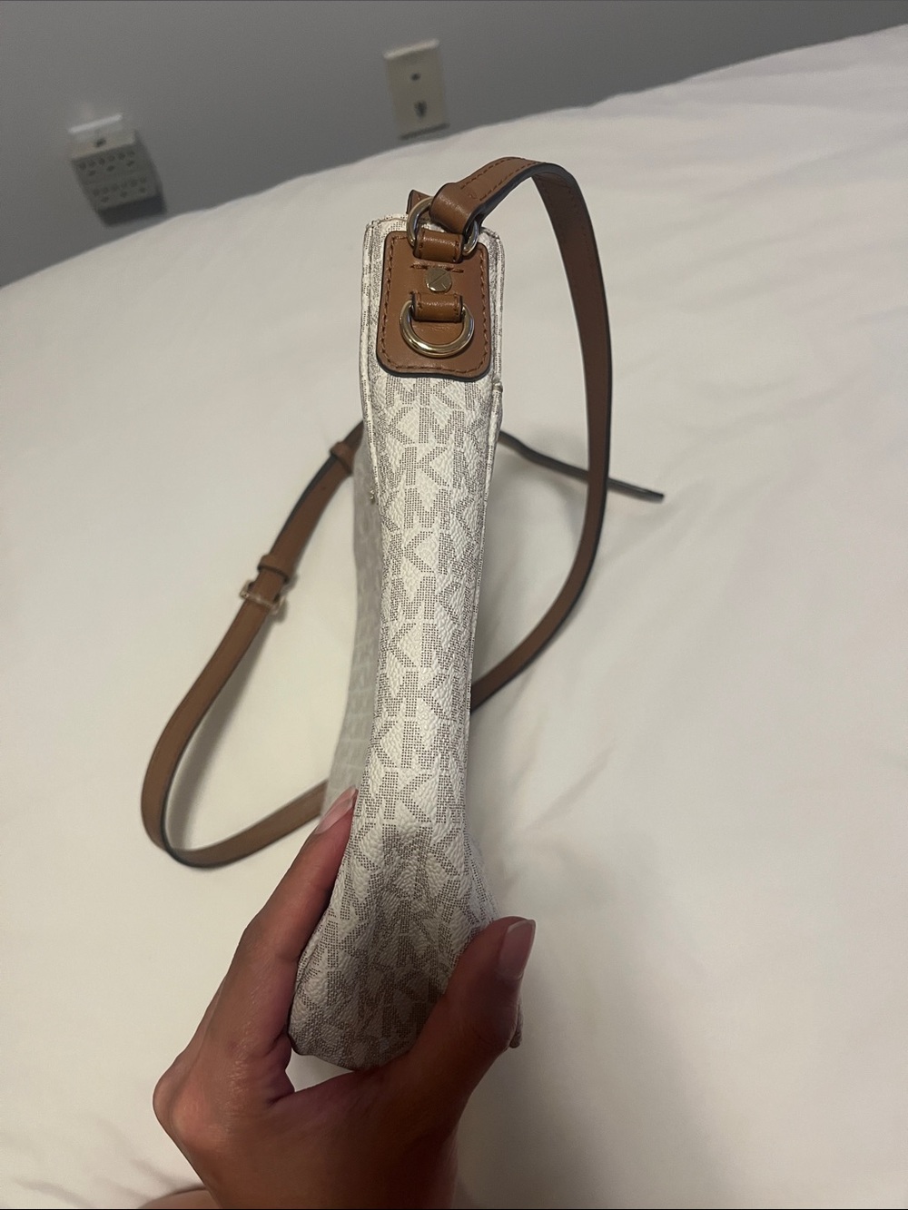 Michael Kors Beige Monogram Crossbody with Brown Strap - Picture 14 of 16